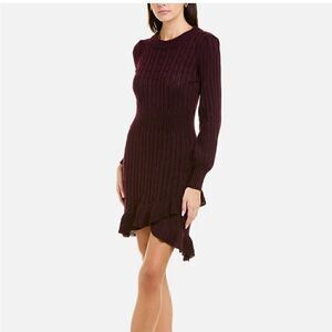 Taylor Womens  Fringe Sweaterdress, evening dress, color Fig, purple size PS New